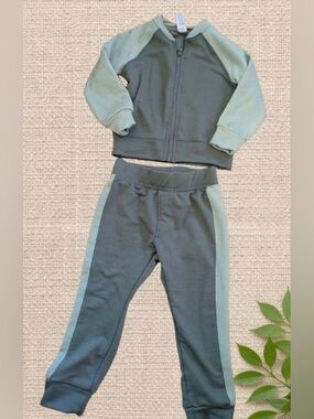 90 Degree by Reflex Jacket & Jogger Set – Grey/Green, 12M